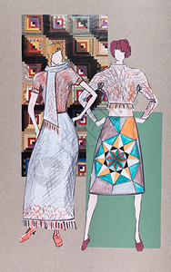 妇女服装秋季毛衣围巾和长裙背景图片