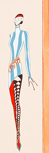 妇女服装模型短迷你服装和鱼网丝袜图片