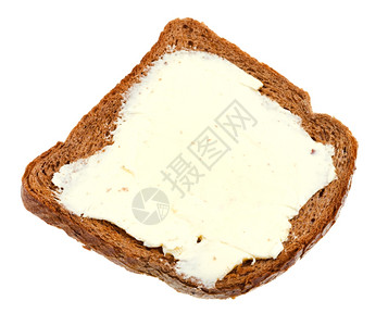 白底孤立的黑麦面包和奶油三明治图片