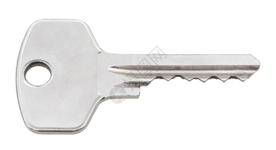 白色背景上隔绝的圆木锁的钢铁门钥匙背景图片