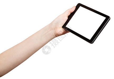 手持平板pc与白色背景隔离的剪切屏幕图片