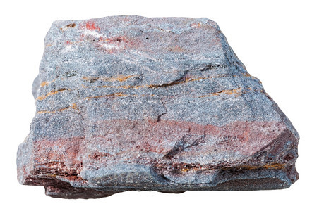 收集自然岩石的大型射程击白底绝缘的发酵石矿Jaspillitehematitequartzite图片