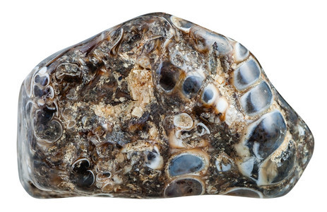天然矿物石的大型以白色背景孤立的马达加斯宝石之门Jasper的抛光石块图片