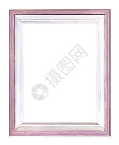 简单垂直的粉和白漆木画图框用白色背景隔离的画布剪出图片