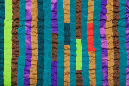 纺织背景许多垂直狭窄丝条上缝合的围巾图片