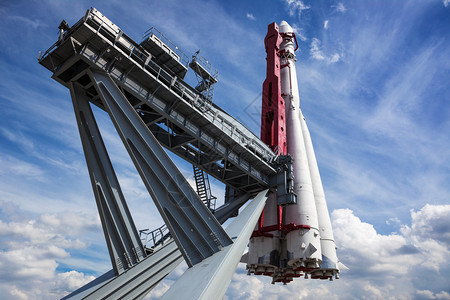 发射台上的火箭背景图片