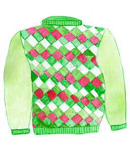 手画水彩色丑陋的圣诞毛衣传统型图片