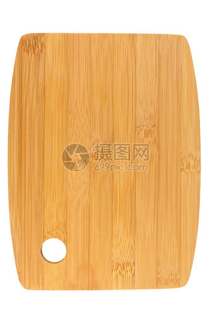 在白色背景上隔离的矩形竹木厨房切削板图片