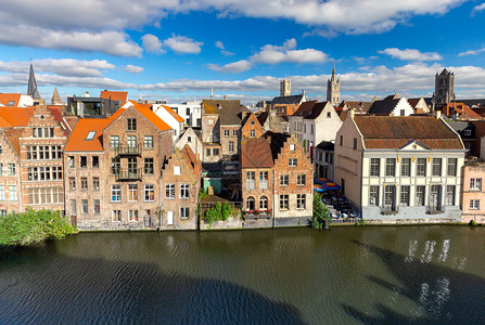GhentBelgiumGhent城市具有历史意义的城市滨水区旧房屋图片