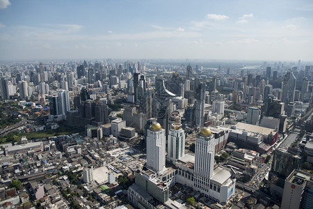 从东南亚泰国曼谷市的白约克天空酒店俯瞰泰国曼谷2018年11月泰国曼谷城市天际线日出背景图片