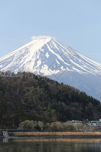 川口子湖边富士山天气不错图片