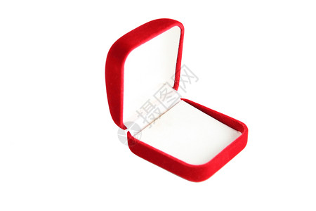 红色首饰盒孤立在白色背景图片