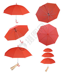 白色背景的红雨伞图片