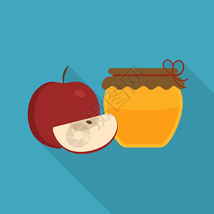 红苹果和蜂蜜罐图标图片