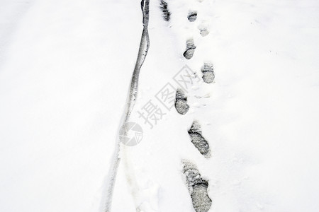 雪地里的人类脚印雪中的小路雪地里的人类脚印雪中的小路图片
