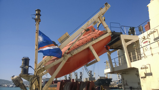 在港口或船上发生事故时的救艇橙色船只图片
