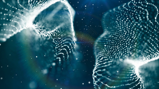 Dof粒子美丽的卷状表面及其织物效果3D翻背景D计算机翻抽象Dof粒子3d翻面计算机抽象图片