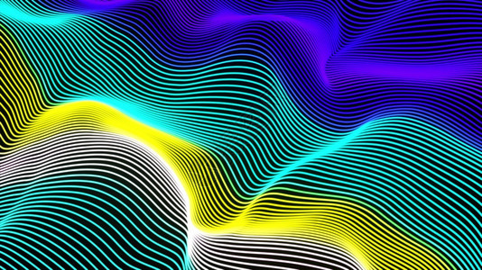 计算机生成了一个巨大的粒子数据波彩色条纹效果3D将未来光线表面转换为3D图片