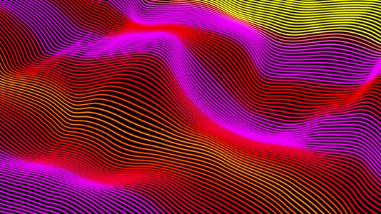 计算机生成了一个巨大的粒子数据波彩色条纹效果3D将未来光线表面转换为3D图片