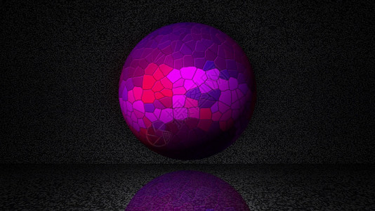 从抽象背景和下面反射的抽象背景马赛克形体上闪烁的魔法球计算机生成了3D像从抽象背景和下面反射的马赛克形体上闪烁的魔术球计算机生成图片