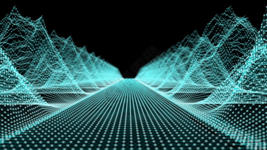 计算机生成了数字景观未来背直线道路铁丝山3D转化直线道路和铁丝山图片