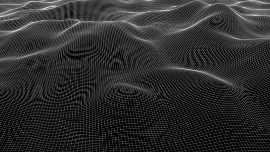 计算机生成了电线框架波3D合成了一个发光的精细网格未来背景图片