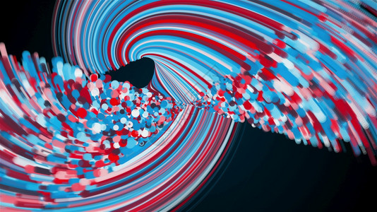 由多色线条和粒子组成的旋转抽象元素计算机生成3d形旋涡背景生成了彩色线条和粒子中的旋转抽象元素生成了旋涡背景图片