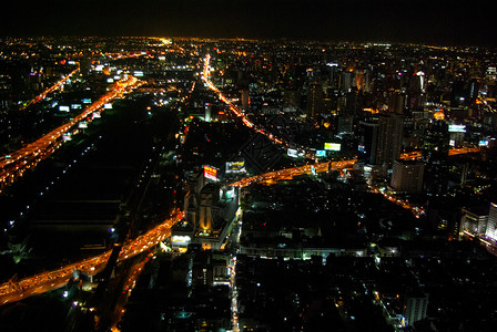 曼谷夜东部城市的景色从上到下的城市景色曼谷夜图片