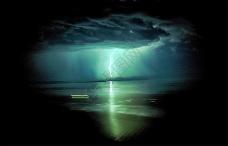 贝加尔湖上空闪电池塘雷暴图片