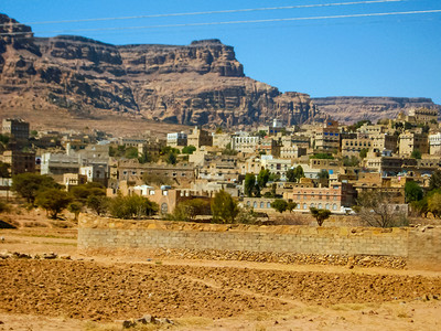 萨那市也门的建筑美景背景图片