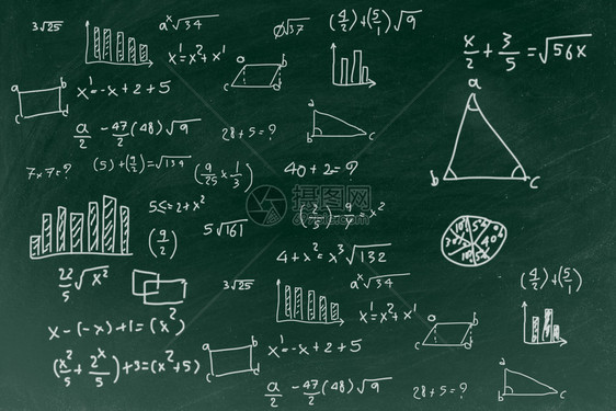 写数学公式背景的圆板回到学校教育的概念图片