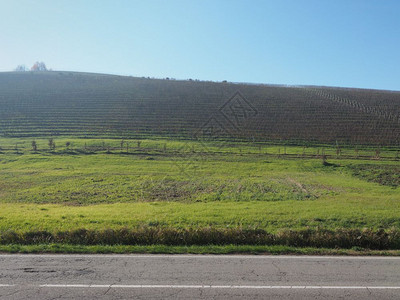 皮埃蒙特州的罗埃罗山风景以其巴贝拉巴罗洛内比奥洛和多尔塞托葡萄酒的葡萄园而闻名皮埃蒙特的罗埃罗山图片