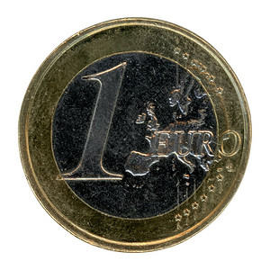 1欧元硬币洲联盟货币白种背景孤立的欧洲联盟货币1欧元硬白种背景孤立的欧洲联盟货币图片