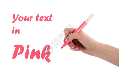 用粉红笔写作白背景上孤立图片
