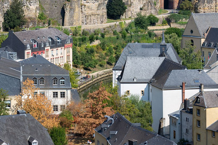 卢森堡市大公国首都卢森堡市老城和格伦德市的空中观察卢森堡老城和格伦德的空中观察图片