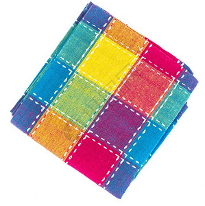 彩色厨房毛巾堆在盒子里工作室照片图片
