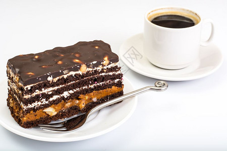 咖啡和巧克力焦糖蛋糕图片