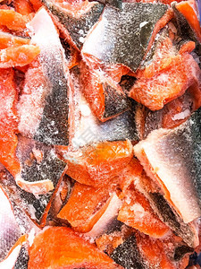冷冻鲑鱼片摄影棚照冰冻鲑鱼图片