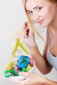 健康饮食体重减肥和瘦身体概念图片
