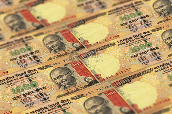 印度货币卢比钞票背景图片
