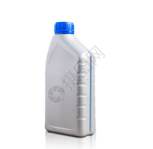 灰塑料可制造润滑油瓶1升蓝色盖用于在白背景和剪切路径上隔绝的机器发动图片