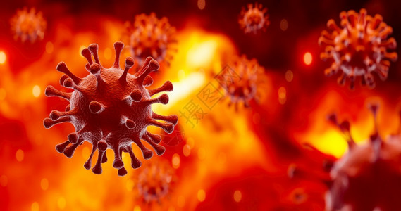 血液显微镜下的流感COVID19细胞图像新冠新冠爆发流感背景3D型疾病细胞的典医学健康风险概念背景图片