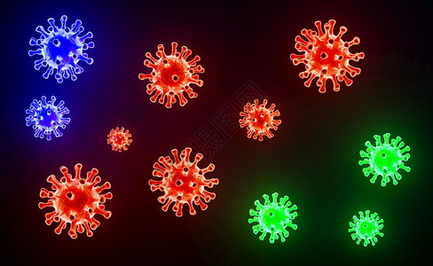 血液显微镜下的流感COVID19细胞图像新冠新冠爆发流感背景3D型疾病细胞的典医学健康风险概念血液显微镜下的流感COVID19细背景图片