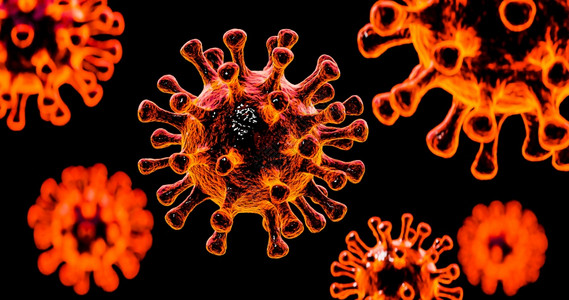 血液显微镜下的流感COVID19细胞图象新冠新冠爆发流感的背景3D制导器为疾病细胞的体健康风险概念新冠新冠爆发流感背景3DRen背景图片
