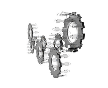 3d数据模型将连接COG作为工业概念背景