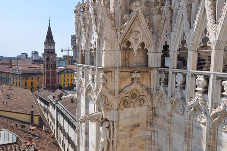 DuomodiMilo意指米兰大教堂意利米兰哥特背景图片