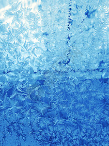冬季背景玻璃上有美丽的冰面图案背景图片