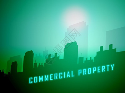 商业房地产日落代表租赁或投资包括办公室和土地租赁3d图片