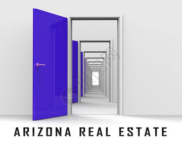 亚利桑那房地产门口代表购买或购买通过经纪人在美国亚利桑那州三维插图图片