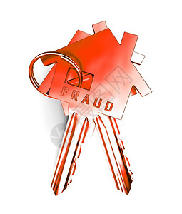 抵押欺诈用钥匙代表财产贷款或再融资Con欺诈者为了金融或公平而冒钱3d说明图片